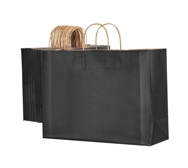 Juodos popierinės pakuotės su rankenėlėmis, 50 vnt.0