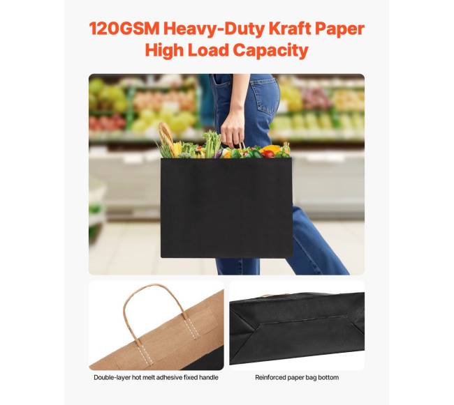 Juodos popierinės pakuotės su rankenėlėmis, 50 vnt.2