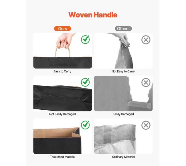 Juodos popierinės pakuotės su rankenėlėmis, 50 vnt.3