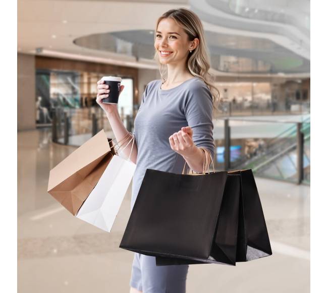 Juodos popierinės pakuotės su rankenėlėmis, 50 vnt.7