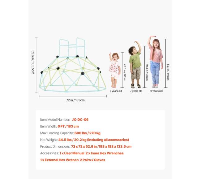 Vaikiška 6FT laipiojimo kupolo žaidimų aikštelė6
