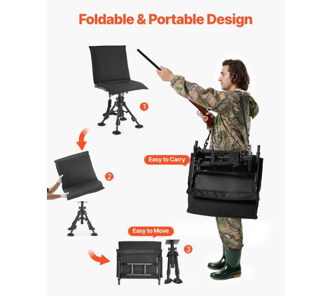 Medžioklės kėdė su tyliai besisukančia sėdyne5