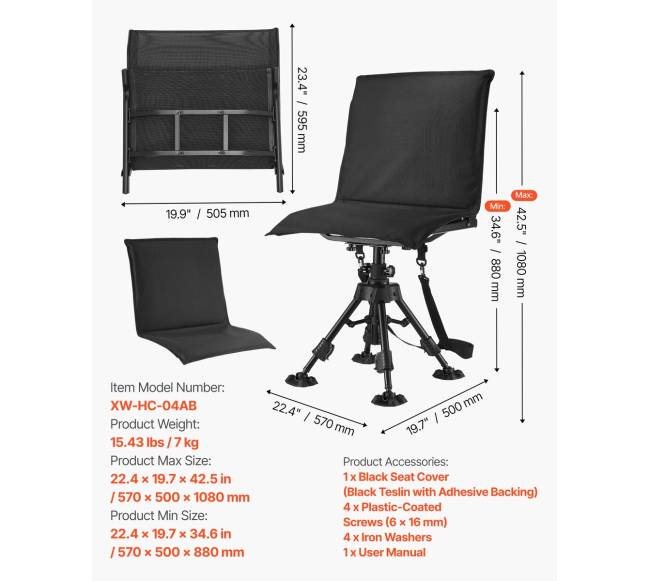 Medžioklės kėdė su tyliai besisukančia sėdyne6