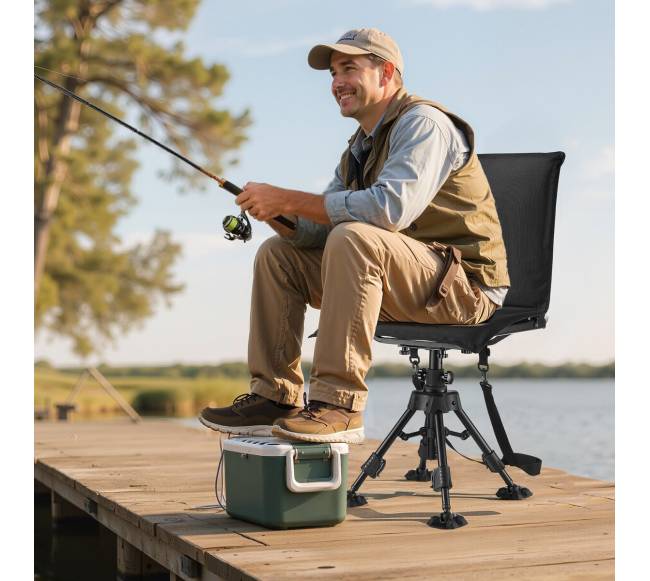 Medžioklės kėdė su tyliai besisukančia sėdyne7