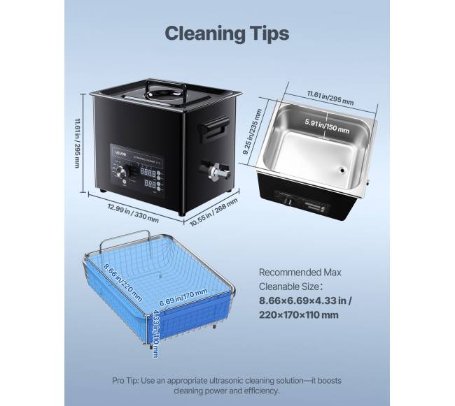 10 l ultragarsinis valiklis laikrodžiams ir juvelyriniams dirbiniams6