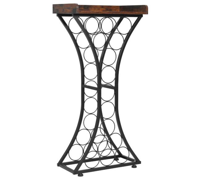 15 butelių vyno lentyna su mediniu stalviršiu0