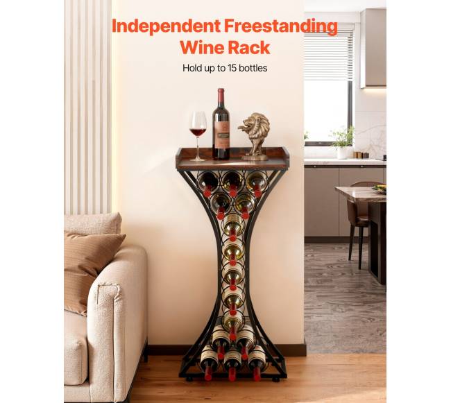 15 butelių vyno lentyna su mediniu stalviršiu1