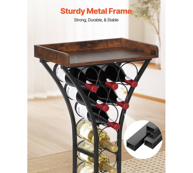 15 butelių vyno lentyna su mediniu stalviršiu2