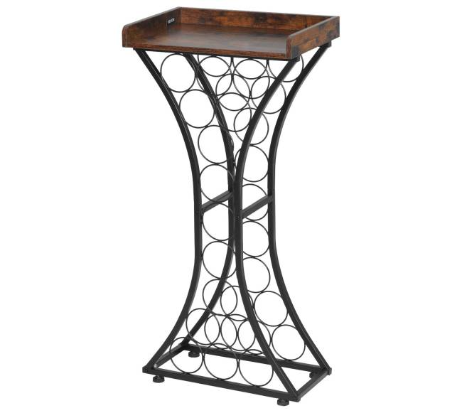 15 butelių vyno lentyna su mediniu stalviršiu8