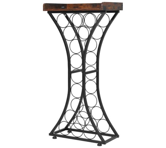 15 butelių vyno lentyna su mediniu stalviršiu9