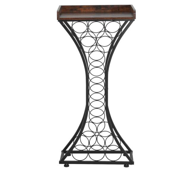 15 butelių vyno lentyna su mediniu stalviršiu10