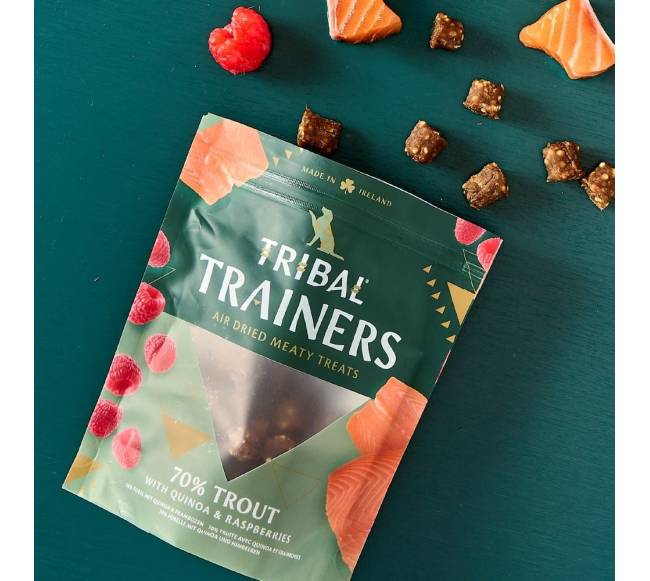 Upėtakio ir aviečių skanėstai dresūrai šunims – Trout - Raspberry Trainers, 80 g – Tribal1