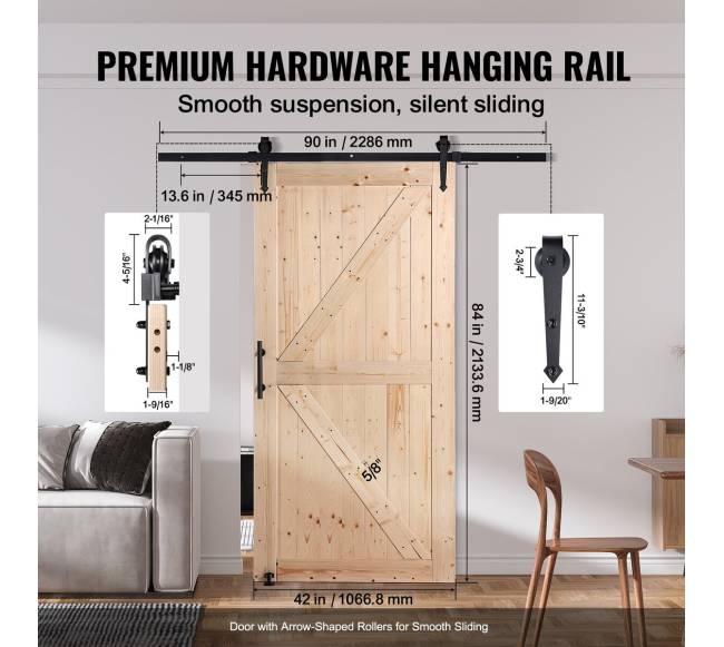 Medinės stumdomos durys su furnitūros komplektu3