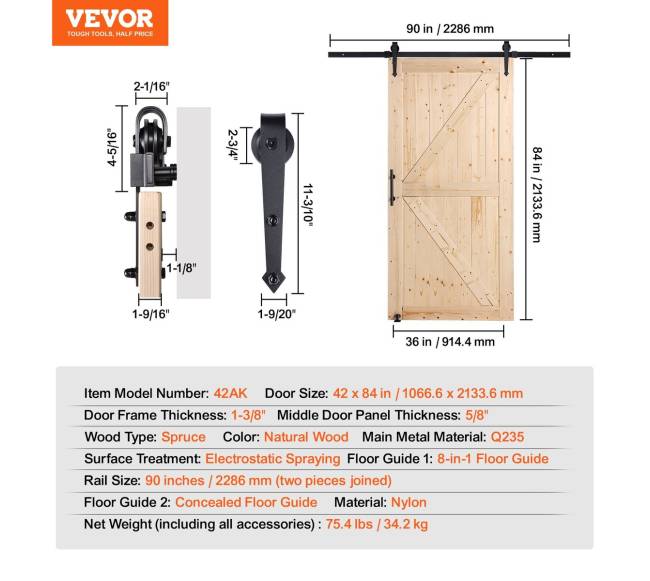 Medinės stumdomos durys su furnitūros komplektu6