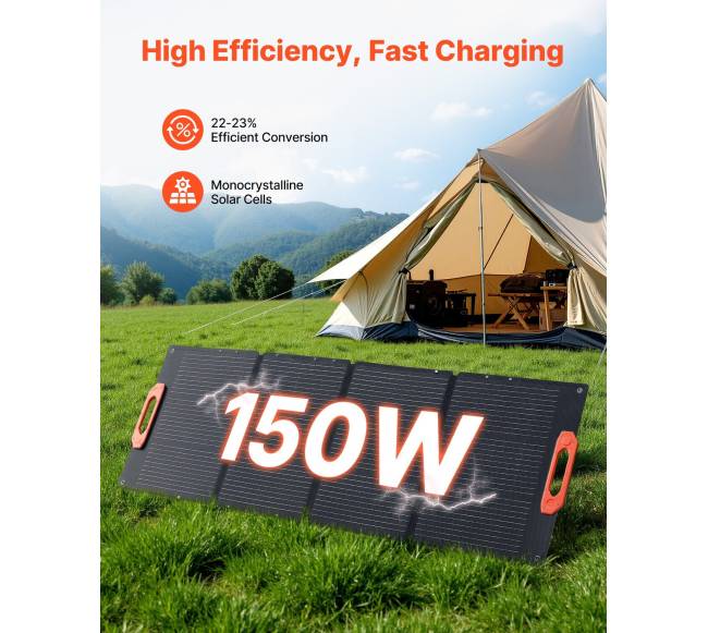 Sulankstomas 150 W saulės skydas lauko iškyloms1