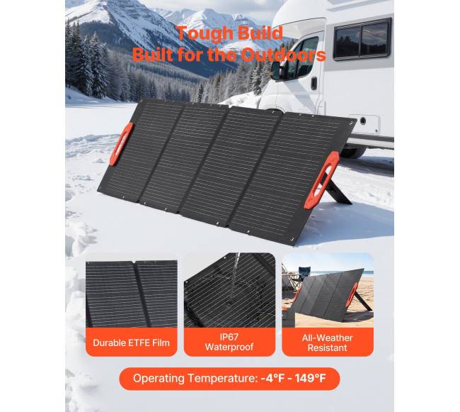 Sulankstomas 150 W saulės skydas lauko iškyloms4