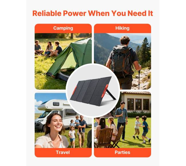 Sulankstomas 150 W saulės skydas lauko iškyloms5