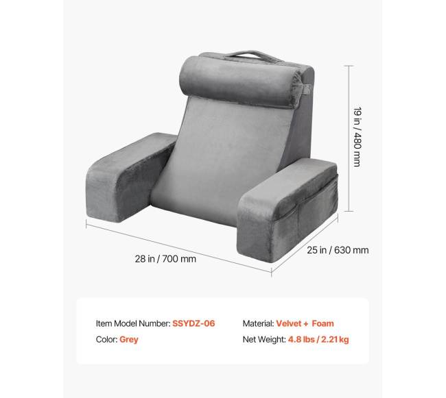 Skaitymo pagalvė su atrama ir 3 kišenėmis6