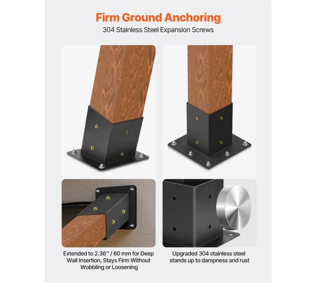 4x4 colių pergolos laikiklio rinkinys 4 krypčių5