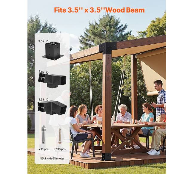 4x4 colių pergolės laikiklis su 3 kryptimis1