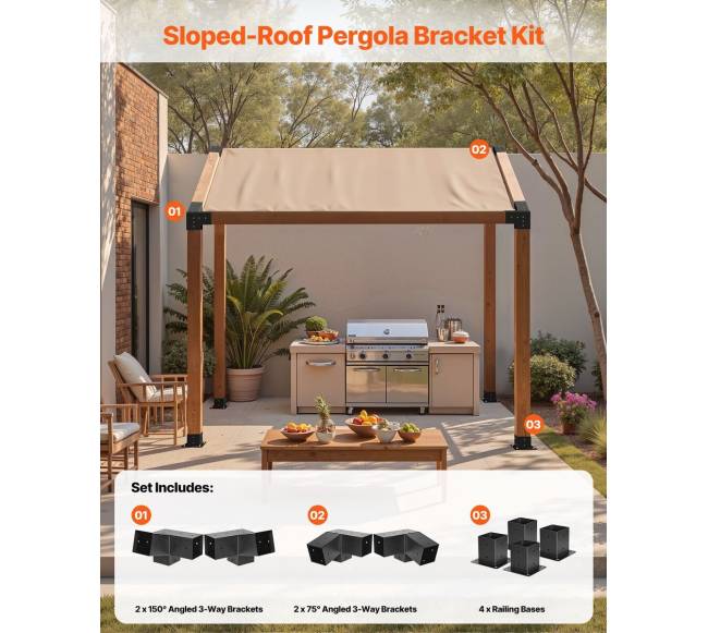 4x4 colių pergolės laikiklis su 3 kryptimis2