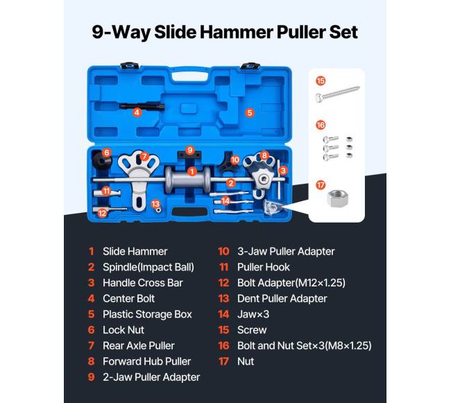 9-in-1 slydimo kūjo traukiklio rinkinys1