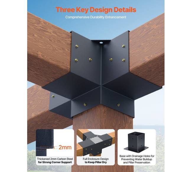 4x4 colių pergolos tvirtinimo rinkinys su pagrindais2