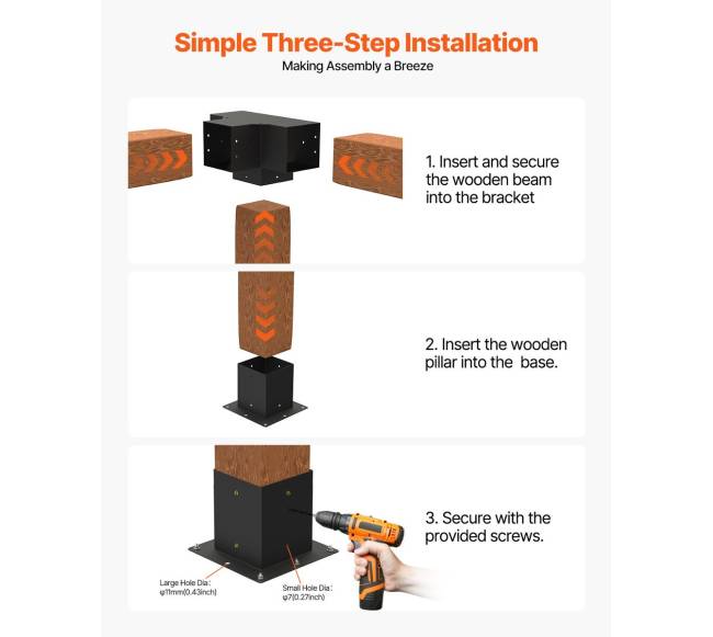 4x4 colių pergolos tvirtinimo rinkinys su pagrindais5