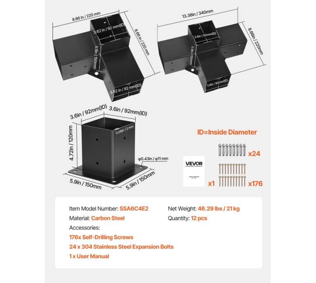 4x4 colių pergolos tvirtinimo rinkinys su pagrindais6