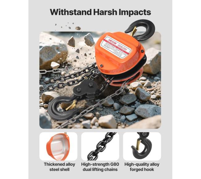 Rankinis grandininis keltuvas, 2 t svoris, 6 m pakilimas4