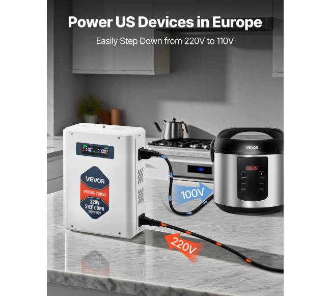 Įtampos keitiklis 2000VA, 220V į 110V transformatorius2