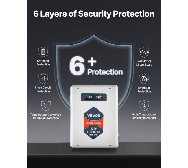 Įtampos keitiklis 2000VA, 220V į 110V transformatorius3