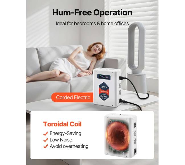 Įtampos keitiklis 2000VA, 220V į 110V transformatorius5