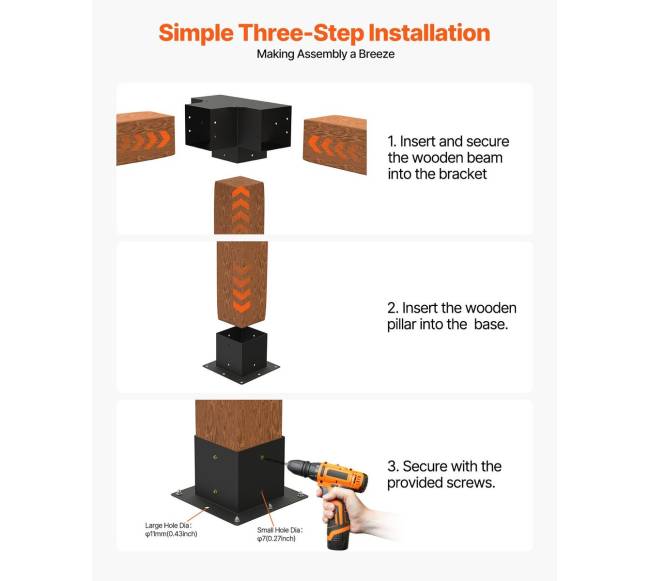 Pergolos laikiklio komplektas 142x142 mm5