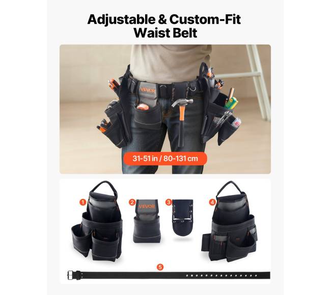 Įrankių diržas su 18 kišenių2