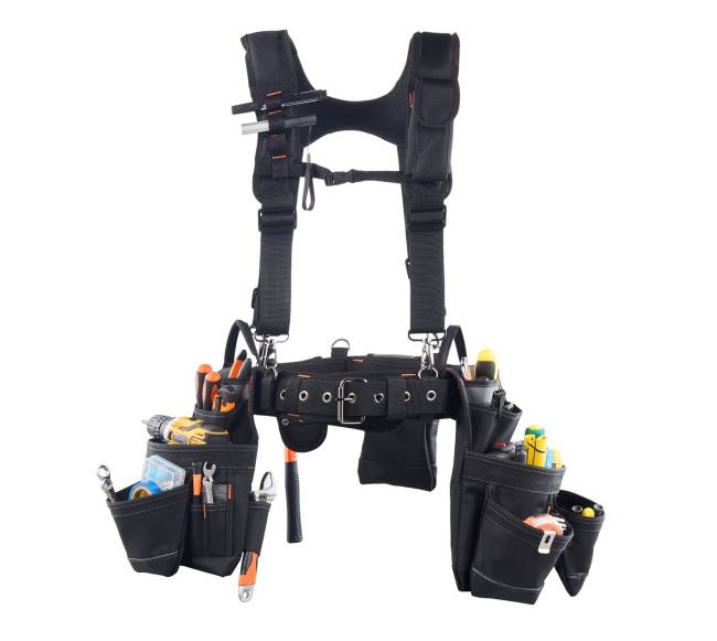 Įrankių diržas su 19 kišenių ir petnešomis9