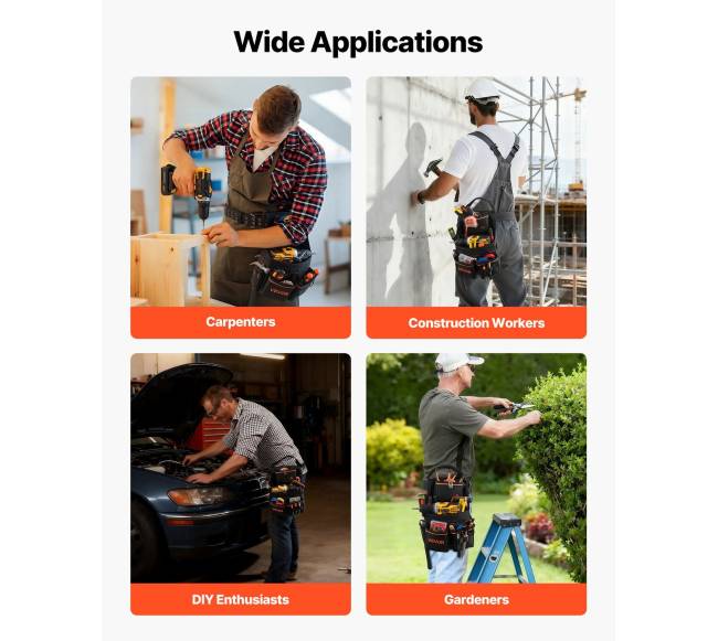 Įrankių diržas su diržu, 14 kišenių5