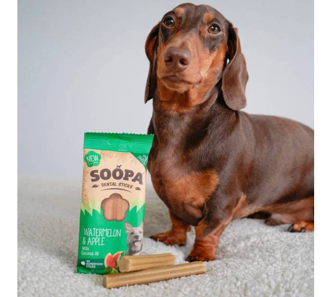 SOOPA Arbūzo ir obuolių lazdelės šunims, Watermelon - Apple Dog Dental Sticks, 100g2