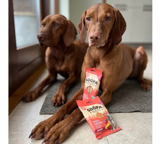 SOOPA Mango ir aviečių lazdelės šunims, Mango - Raspberry Dog Dental Sticks, 100g2