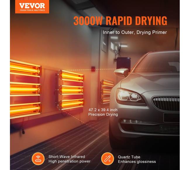 Infraraudonųjų spindulių šildytuvas dažymo kabinoms, 2 komplektai, 3000W1