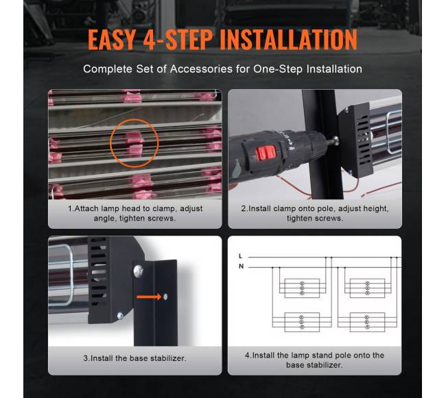 Infraraudonųjų spindulių šildytuvas dažymo kabinoms, 2 komplektai, 3000W5