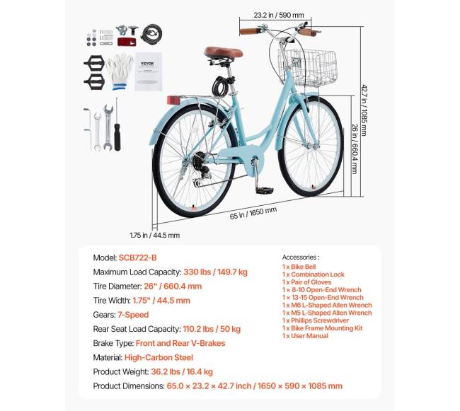 26 colių mėlynas kruizeris su krepšeliu6