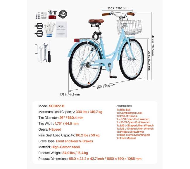 26 colių kruizeris dviračio su krepšiu6