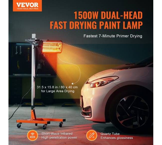 1500W infraraudonųjų spindulių lempa automobilių dažų džiovinimui1
