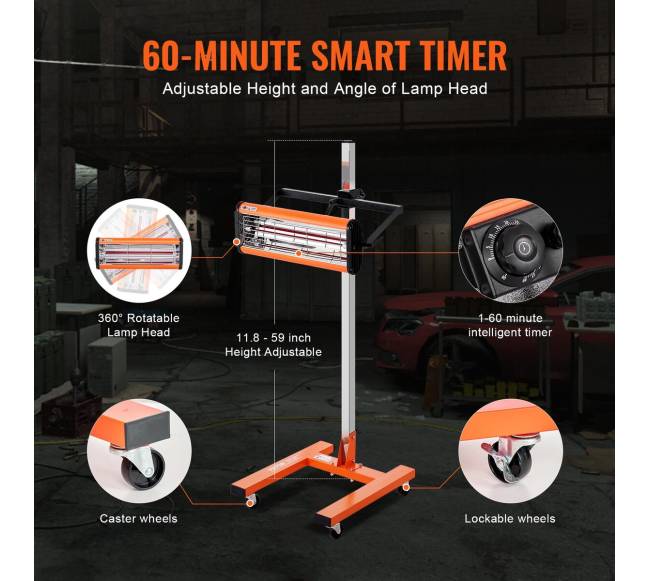 1500W infraraudonųjų spindulių lempa automobilių dažų džiovinimui3