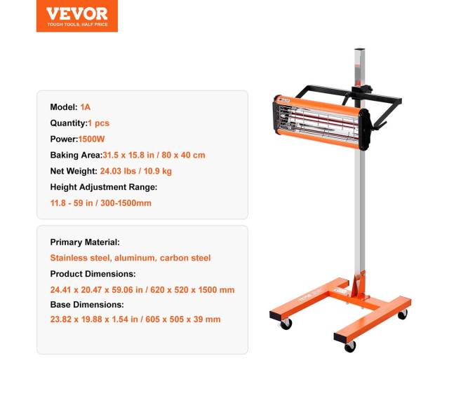 1500W infraraudonųjų spindulių lempa automobilių dažų džiovinimui6