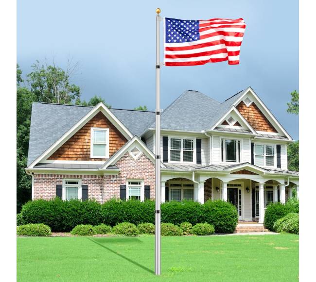 6 m teleskopinis vėliavos stiebas, aliuminis, sidabrinis7