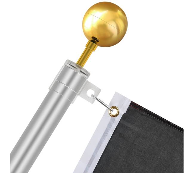 6 m teleskopinis vėliavos stiebas, aliuminis, sidabrinis10