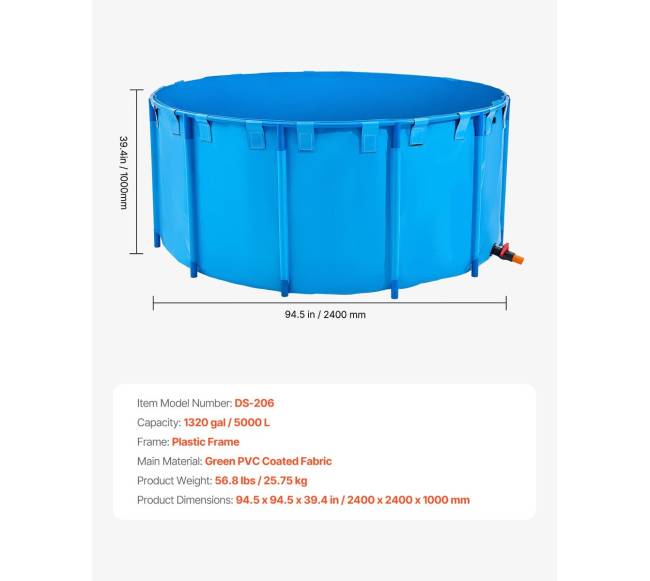 Drobės tvenkinys virš žemės žuvų bakas 5000 l6