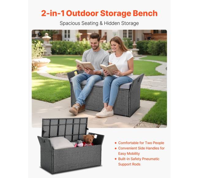 Lauko suoliukas-saugykla PE ratanas1